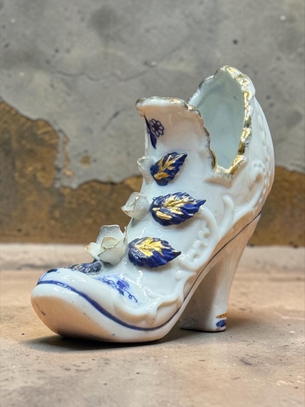 Vintage High Heel Floral Shoe Figurine